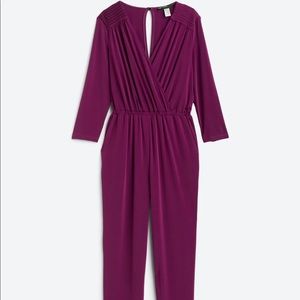 Brand New: Maggy London
Rayna Knit Jumpsuit Size: Medium Color: Dark Purple
